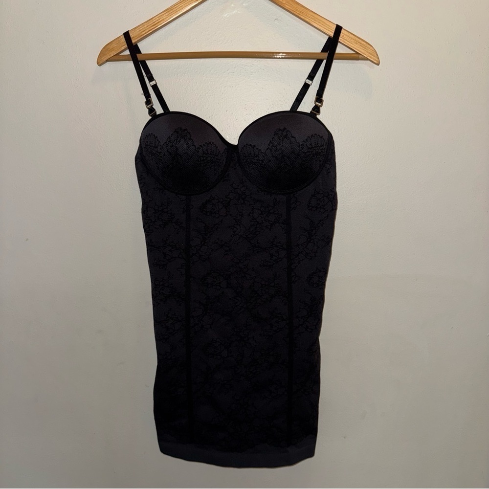 F.I.T. Figure Improving Technology Black Built In Bra Slip Dress Size Large